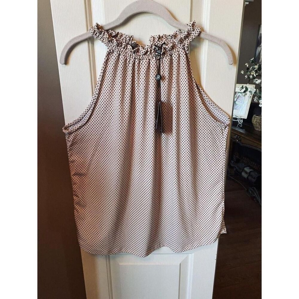 Adrianna Papell Champagne Ruffle Neck‎ Halter Top Size Small NWT